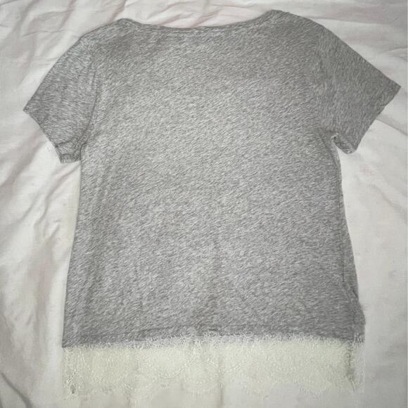 J.Crew Lace Bottom Tee Gray Womens S - Picture 5 of 7
